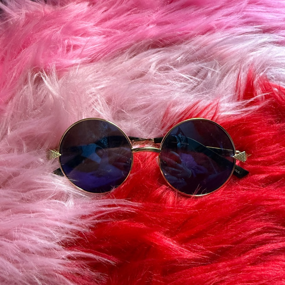 ROUND DARK BLUE TINT FRAME COSTUME SUNGLASSES
